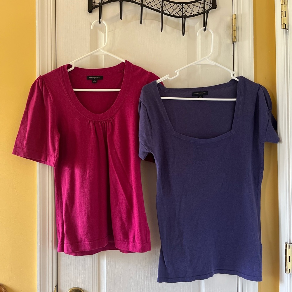 Banana Republic Short Sleeve Tops in Fuchsia and Purple